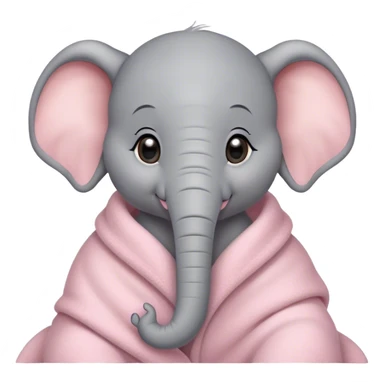 Cute, disneyfied baby elephant cozy in light pink blanket  sticker