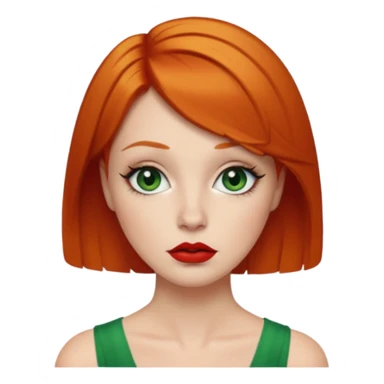 Short Ginger hair, green eyes, black long eye lashes large red lips White woman embarrassed sticker