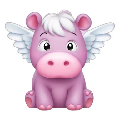 cute pink hippo with angel hippo sticker