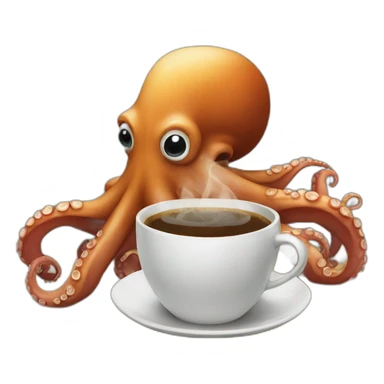 octopus drinking coffee sticker