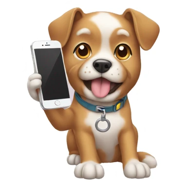a dog typing on its iphone sticker