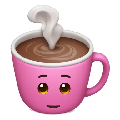 pink cup with hot chocolate and marsh sticker