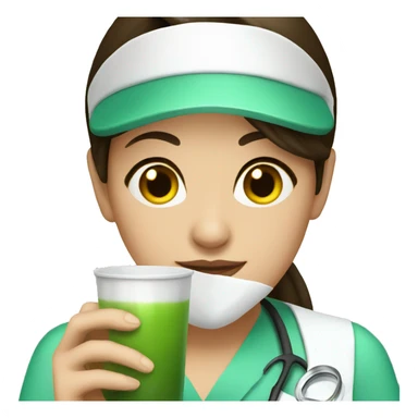 Brunette nurse drinking matcha sticker