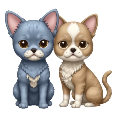 Blue mink curly Devon Rex cat and Taller beige shih tzu dog sticker
