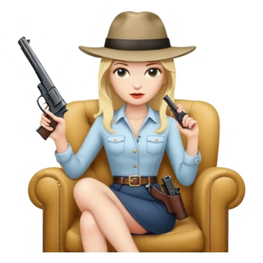 Mafia blondes woman in hat , gun , armchair  sticker