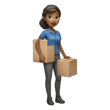 Delivery girl holding a package  sticker