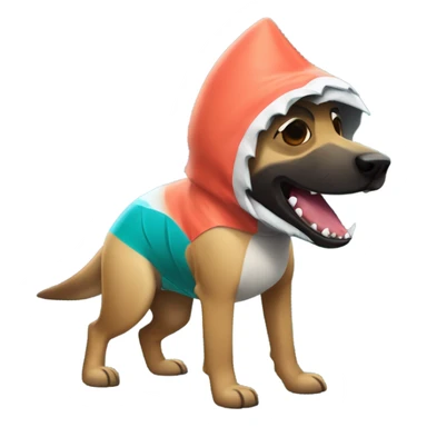 a malinois wearing a shark costume sticker