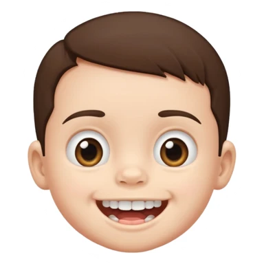 Brunette baby boy showing bottom teeth sticker