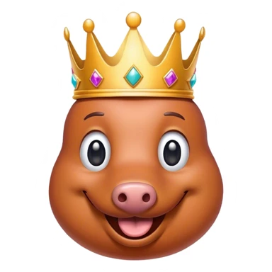 Smiling sausage wearing a crown sticker