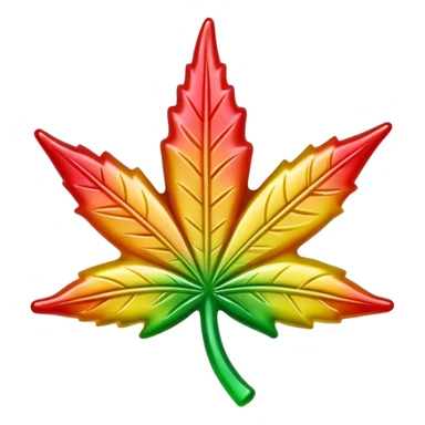 colorful shiny gusher gummy shaped like a cannabis leaf sticker