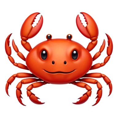 Cinematic Cute Red Crab Portrait Emoji, Head tilted playfully and inquisitively, featuring a compact, vibrant scarlet carapace with adorably small, expressive eyes and gentle, rounded pincers, Simplified yet irresistibly adorable features, highly detailed, glowing with a warm, friendly oceanic glow, high shine, affectionate and lively, stylized with a touch of seaside whimsy, soft glowing outline, capturing the essence of a mischievous yet loving red crab that seems as if it could pinch its way out of the screen into your arms! sticker