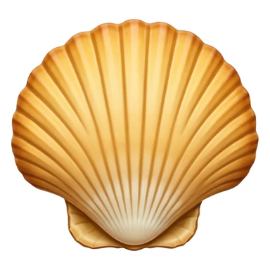 A madeleine pastry. Oval seashell shape with ONLY four to five vertical lines going in the same direction. Light golden brown. Scalloped edge. Cookie. Flat. Long. Oval shape. Lets scallops. Only four or five scalloped lines. Oblong shape sticker