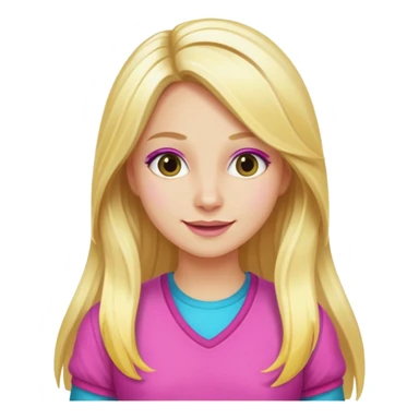 Illustrate Enid Sinclair with long blonde hair streaked with pink, colorful clothes & bright cheerful expression. sticker