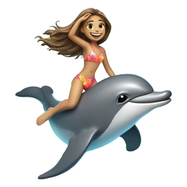 Girl riding dolphin sticker