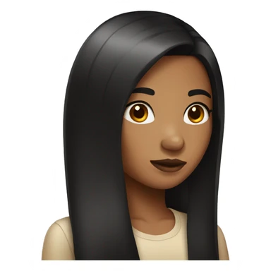 Caramel girl with black straight hair sticker
