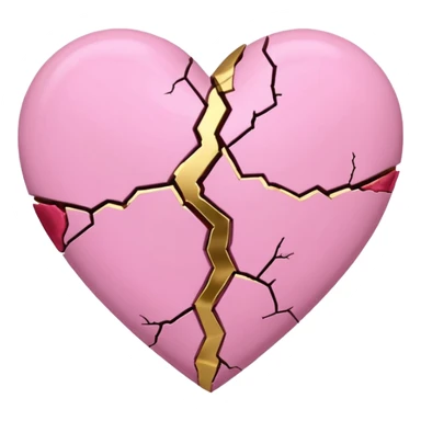 minimal kintsugi heart emoji, gold repair lines on a pink heart, high contrast, easy to see at small size, suitable for Discord emoji sticker