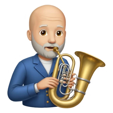 große Tuba, von glatzköpfigen graubärtigem Mann gespielt sticker