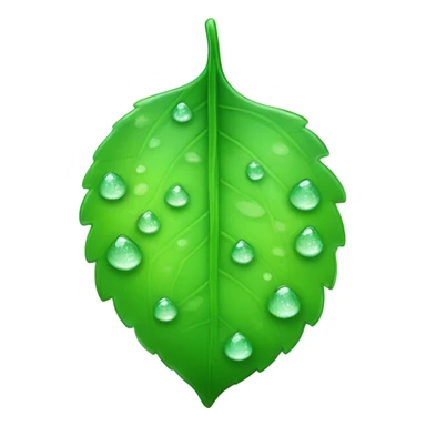 Leaf with rainy dew drops  sticker