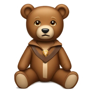 Light Brown Teddy bear with a Brown Bowie sticker