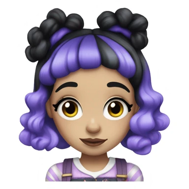 melanie martinez with half purple half black split dye hair sticker