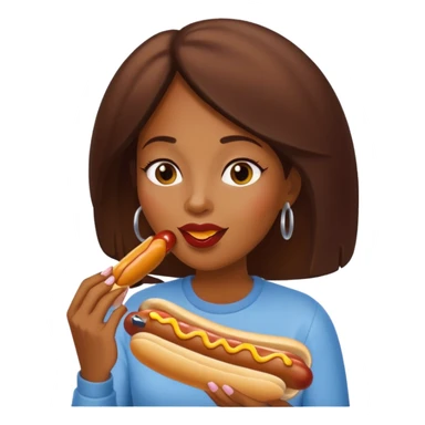 black woman eating hot dog  sticker