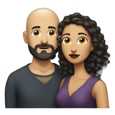 White Man bald with dark beard kissing Mexican woman with long dark curly hair sticker