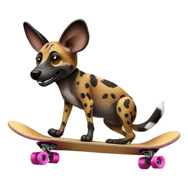 African wild dog on a skateboard sticker