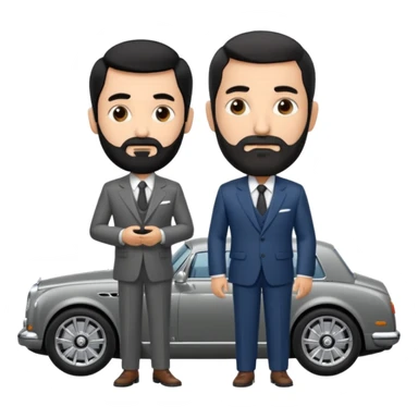 Professor Bentley Dyed black gray hair  frencb beard graying indian guy in suit with a bentley car sticker