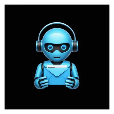 mailing bot logo, minimal style, flat icon, black background, neon blue accents, modern tech aesthetic
 sticker