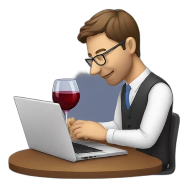 consultant drinking wine while using laptop sticker