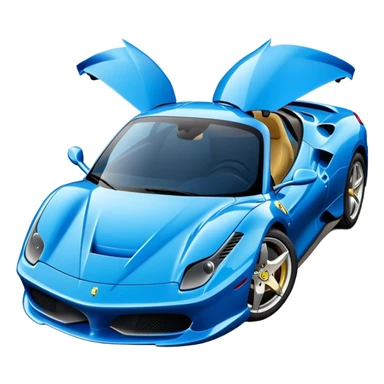 a blue Ferrari in iPhone emoji style sticker