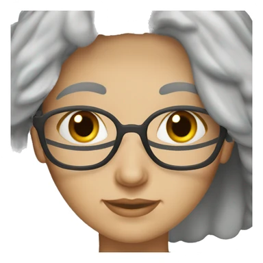 gray hair woman with brown eyes working on laptop sticker