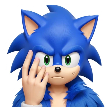 Sonic with his hand in his faced being board sticker