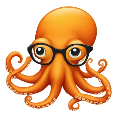 Orange octopus with glasses sticker