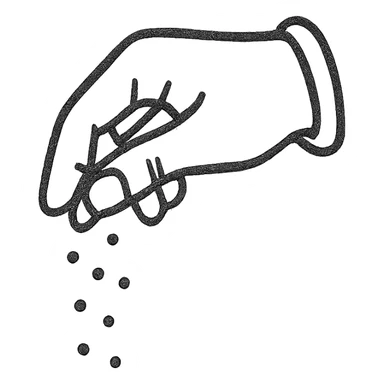 a hand sprinkling sugar, stylized and easy to recognize sticker