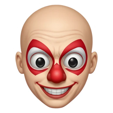 Create a man Spider-Man with clown nose, no hair, white eyes sticker
