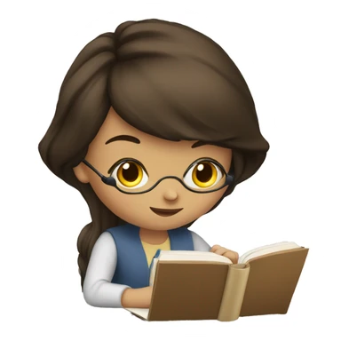 brunette girl studying sticker