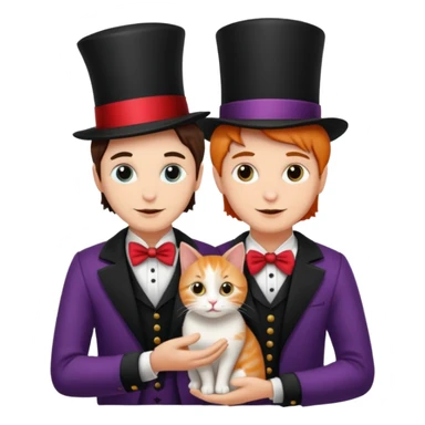I'llmagician couple and their pet cat sticker
