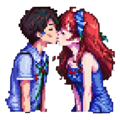 anime girl kissing boy sticker