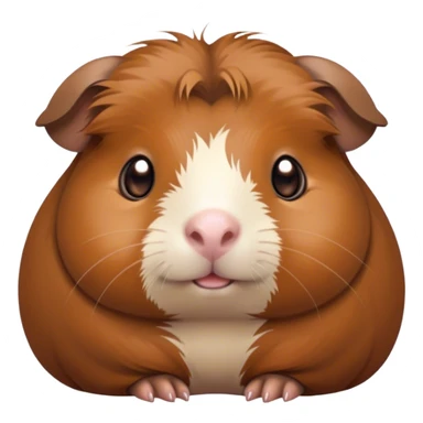 Cinematic Cute Brown Guinea Pig Portrait Emoji, Head tilted playfully and inquisitively, showcasing a velvety brown coat with a natural sheen, round, sparkling dark eyes filled with curiosity, Simplified yet irresistibly adorable features, highly detailed, glowing with a warm, friendly glow, high shine, affectionate and lively, stylized with a touch of whimsy, bright and endearing, soft glowing outline, capturing the essence of a mischievous yet loving guinea pig, so playful it feels like it could nuzzle out of the screen into your arms! sticker