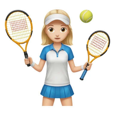 white young girl with one racket playing tennis sticker