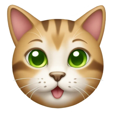 a smeely cat, brown cute cat, smell reference like green smoke, apple iOS emojis style sticker