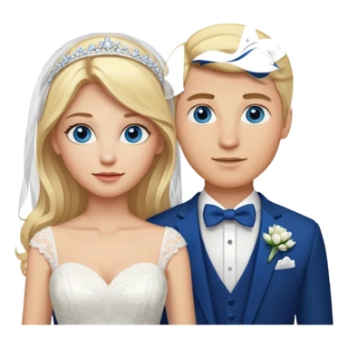 Blonde wife and blonde husband getting married Both Blue eyes sticker