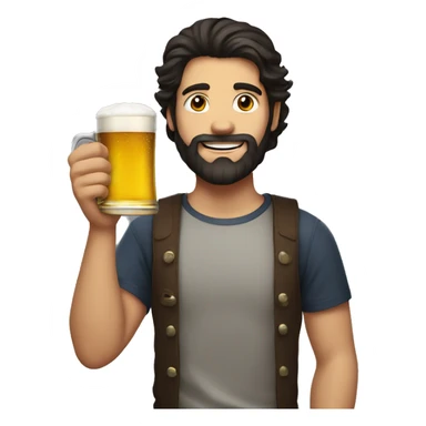 Young guy with dark hair and beard holding a mug of beer  sticker