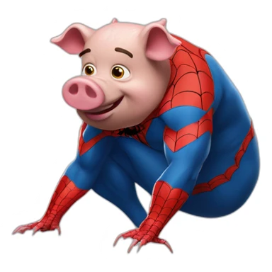 Cochon déguisé en spider man sticker