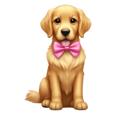 Cute golden retriever with a cute pink bow sticker