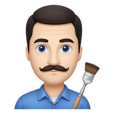 oval face with fair skin. His eyes were blue, and his eyebrows were dark and somewhat bushy. Above his upper lip he wore a small brush-like moustache, known as a "His hair was dark and sticker