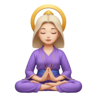 peaceful female face, meditating, with lavender Buddhist soutane sticker