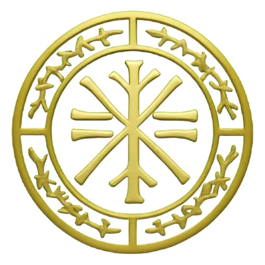 Gold colored simple px Chi rho symbol on green background sticker