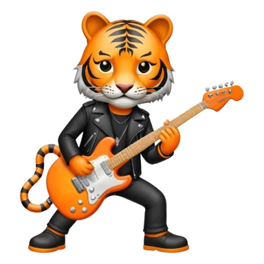 Rock star tiger with electric guitar and leather jacket sticker